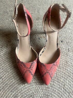 Kelly & Katie Coral Snake-Print Pointed Ankle-Strap Pumps